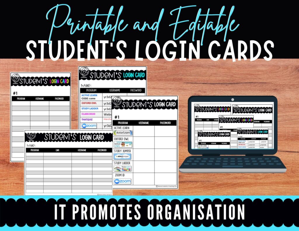 STUDENTS LOGIN CARDS DESCRIPTION